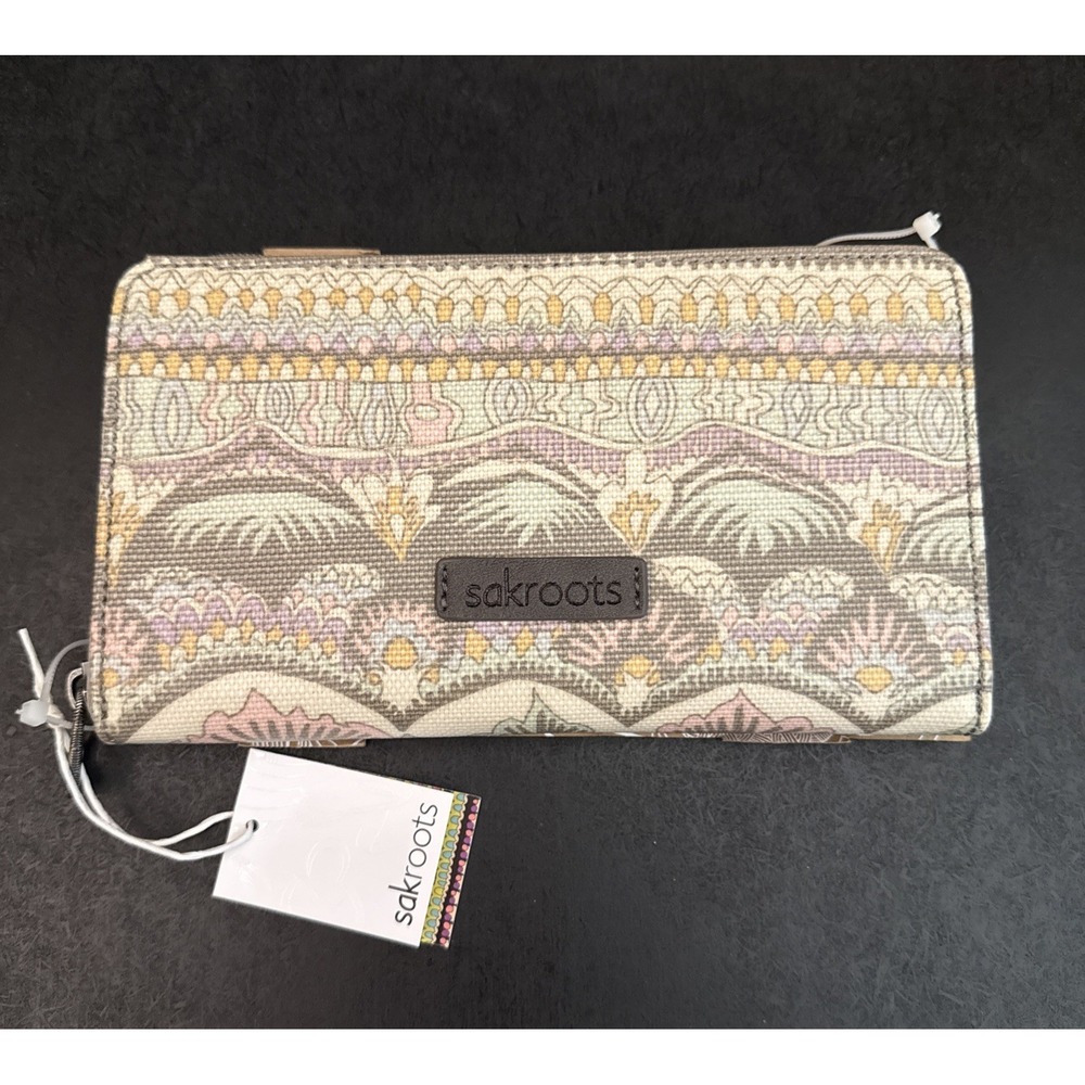 Sakroots Large Zip Around Wallet Multi Color Pastel Canvas NWT